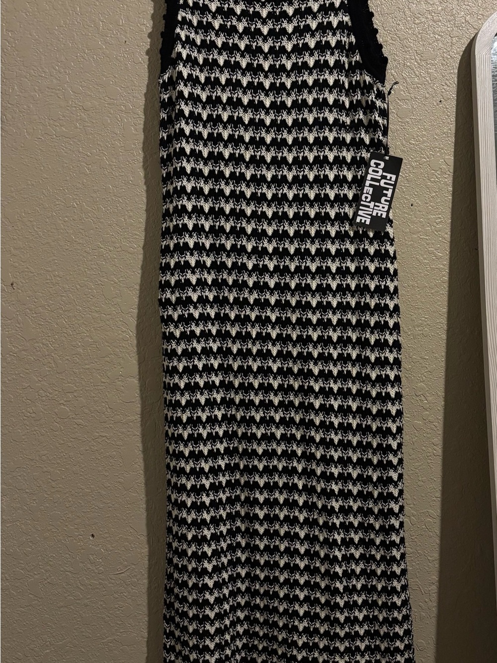 Future Collective Black & White Houndstooth Knit Maxi Dress
